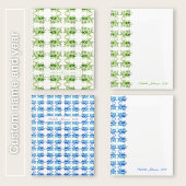 Benutzerdefinierter Name Wasserfarbe Blau Floral Planer
