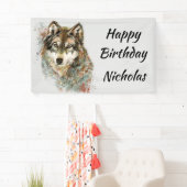 Benutzerdefinierter Name Wasserfarbe Grauer Wolf L Banner (Insitu)