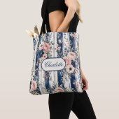 Benutzerdefinierter Name Wasserfarbe Navy Blumenst Tasche (Von Nahem)