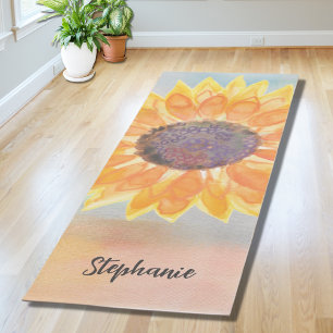 Benutzerdefinierter Name Wasserfarbe Sonnenblume Yogamatte