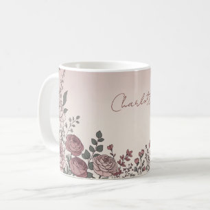 Benutzerdefinierter Name Wasserfarben-Pfingstrose  Kaffeetasse