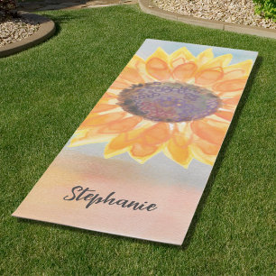 Benutzerdefinierter Name Wasserfarben-Sonnenblume Yogamatte