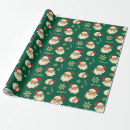 Benutzerdefinierter Name Weihnachtsmann Gesicht We Geschenkpapier