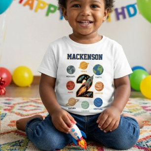 Benutzerdefinierter Name Weltraum 2. Geburtstagsfe Baby T-shirt