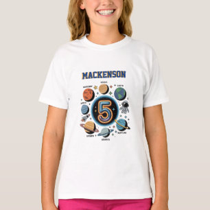 Benutzerdefinierter Name Weltraum 5. Geburtstagsfe T-Shirt