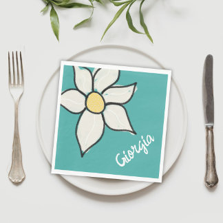 Benutzerdefinierter Name Whimsical Daisy Floral Ba Serviette