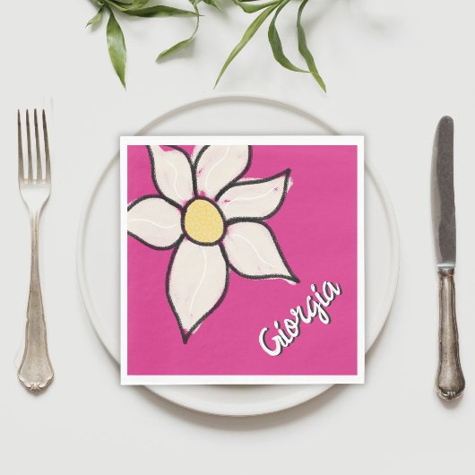 Benutzerdefinierter Name Whimsical Daisy Floral Ba Serviette