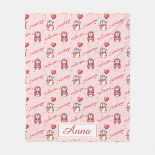 Benutzerdefinierter Name Whimsical Penguin Kinder Fleecedecke