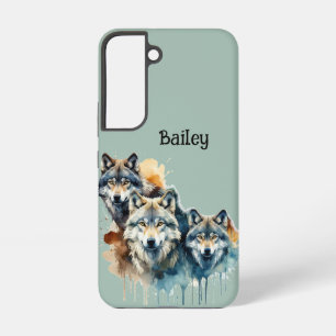 Benutzerdefinierter Name Wölfe Wolf Wildnis Natur Samsung Galaxy Hülle