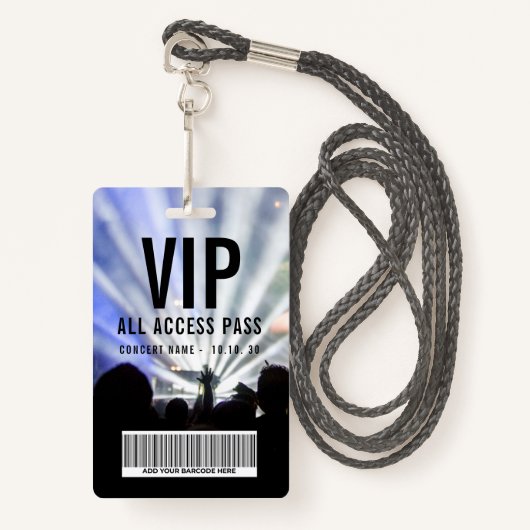 Benutzerdefinierter Namensbarcode VIP All Access P Ausweis (Vorderseite mit Schlüsselband)