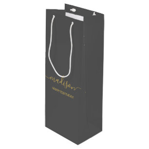 Benutzerdefinierter Namensgruß im eleganten golden Geschenktüte Für Weinflaschen