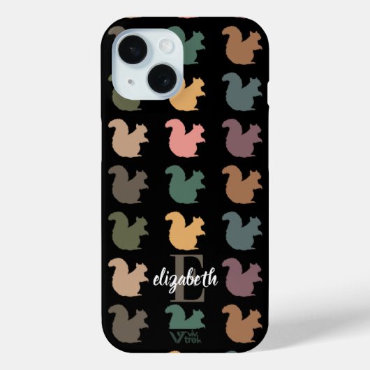 Benutzerdefinierter Namensinitiale Retro-Eichhörnc Case-Mate iPhone Hülle (Rückseite)