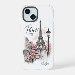 Benutzerdefinierter NameParis Romantik Eiffelturm iPhone 15 Hülle