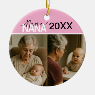 Benutzerdefinierter Nana-Foto-Schmuck mit Jahr 2 B Keramik Ornament