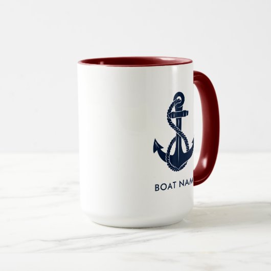 Benutzerdefinierter nautischer Anker Bootname Tasse (VorderseiteRechts)