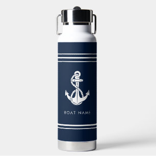 Benutzerdefinierter nautischer Anker und Bootsname Trinkflasche