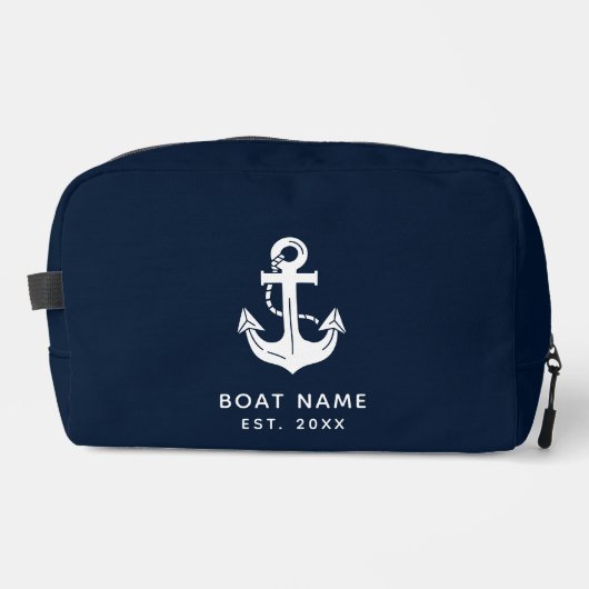Benutzerdefinierter nautischer Bootsname Anker Waschbeutel (Vorderseite)