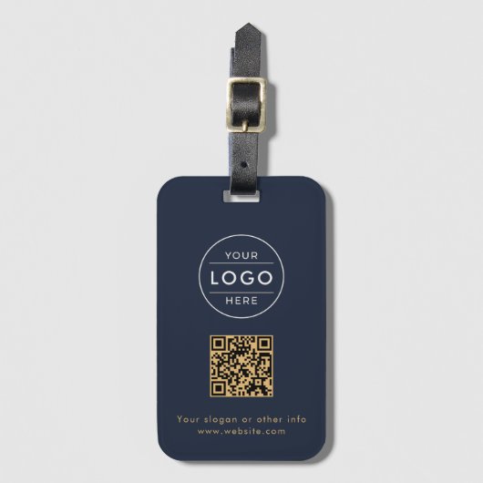 Benutzerdefinierter Navy-Blauer QR-Code Corporate Gepäckanhänger (Vorderseite Vertikal)