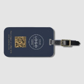 Benutzerdefinierter Navy-Blauer QR-Code Corporate Gepäckanhänger (Vorderseite (Horizontal))
