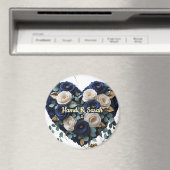 Benutzerdefinierter Navy-Gold-Blumenmonogramm-Rund Magnet (In Situ (Geschirrspüler))