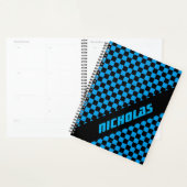 Benutzerdefinierter Neon Blue Checkered Musterplan Planer (Anzeige)