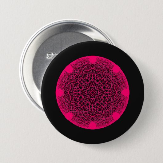 Benutzerdefinierter Neon Web Mandala Button - Rosa (Vorne & Hinten)