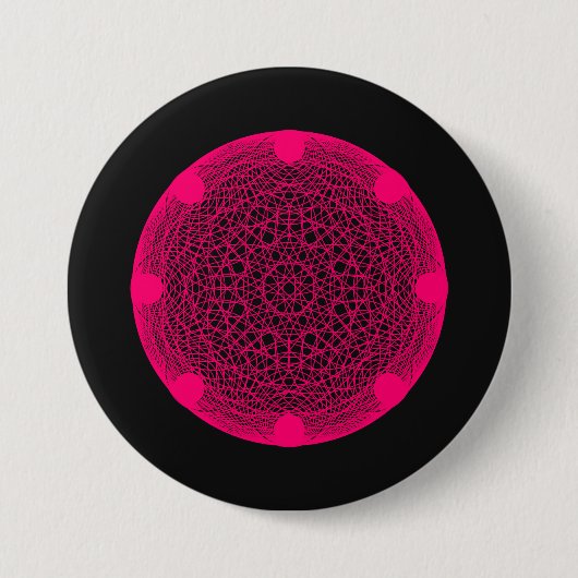 Benutzerdefinierter Neon Web Mandala Button - Rosa (Vorderseite)