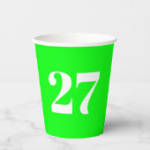 Benutzerdefinierter Neongrün-weißer Monogramm-Gebu Pappbecher (Vorderseite)