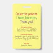 Benutzerdefinierter NEUROSPICY-Lernbehinderungsnot Ausweis (Rückseite)