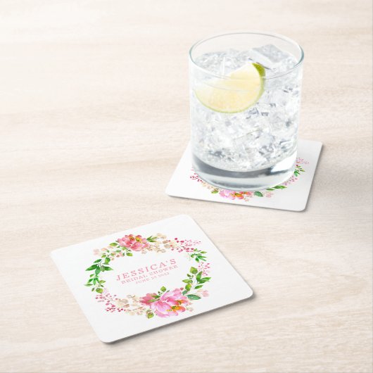 Benutzerdefinierter Niedlich rosa Aquarellfarben B Rechteckiger Pappuntersetzer (Vor Ort)