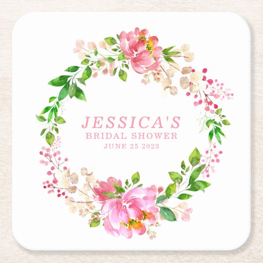 Benutzerdefinierter Niedlich rosa Aquarellfarben B Rechteckiger Pappuntersetzer (Vorderseite)