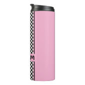 Benutzerdefinierter Niedlich rosa Race Sport Strip Thermosbecher (Nach rechts gedreht)