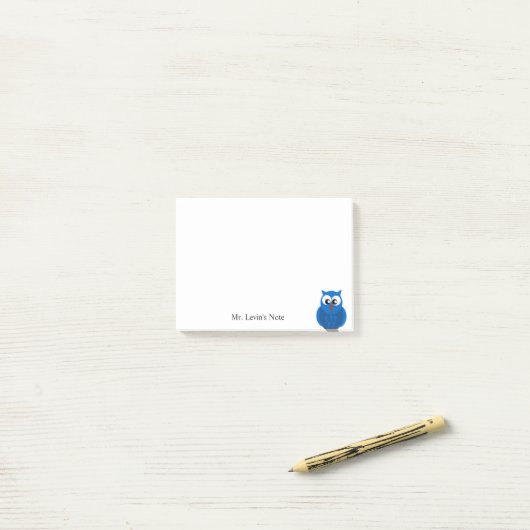 Benutzerdefinierter Niedlicher Blue Owl-Cartoon Po Post-it Klebezettel (Auf Schreibtisch)