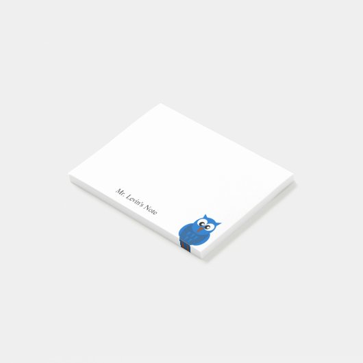 Benutzerdefinierter Niedlicher Blue Owl-Cartoon Po Post-it Klebezettel (angewinkelt)