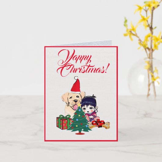 Benutzerdefinierter Niedlicher Labrador Hund mit k Karte (Gelbe Blume)