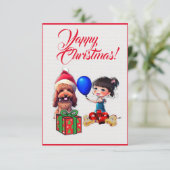 Benutzerdefinierter Niedlicher Poodle Hund mit Gir Dankeskarte (Stehend Vorderseite)