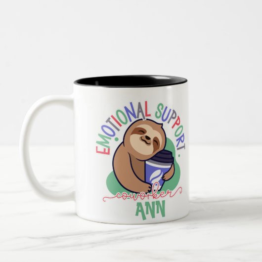 Benutzerdefinierter Niedlicher Sloth-Support-Mitar Zweifarbige Tasse (Links)