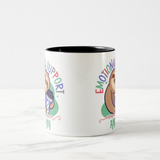Benutzerdefinierter Niedlicher Sloth-Support-Mitar Zweifarbige Tasse (Mittel)