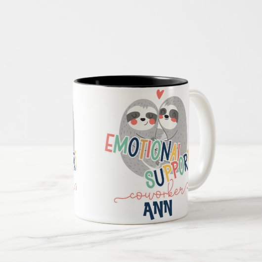 Benutzerdefinierter Niedlicher Sloth-Support-Mitar Zweifarbige Tasse (VorderseiteRechts)