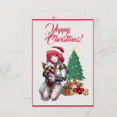 Benutzerdefinierter Niedlicher Yorkie-Hund mit Gir Dankeskarte (Vorne/Hinten)