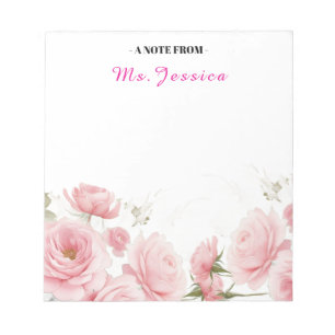 Benutzerdefinierter Notepad mit Blume, Personalisi Notizblock