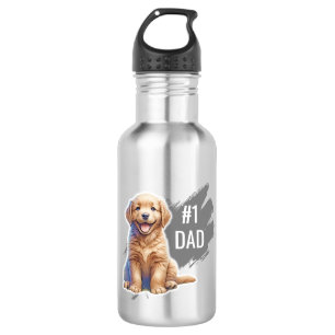 Benutzerdefinierter Nummer 1 Vater Welpenhund Edelstahlflasche