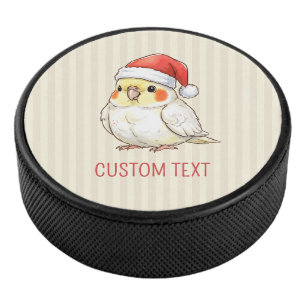 Benutzerdefinierter Nymphensittich mit Weihnachtsm Eishockey Puck