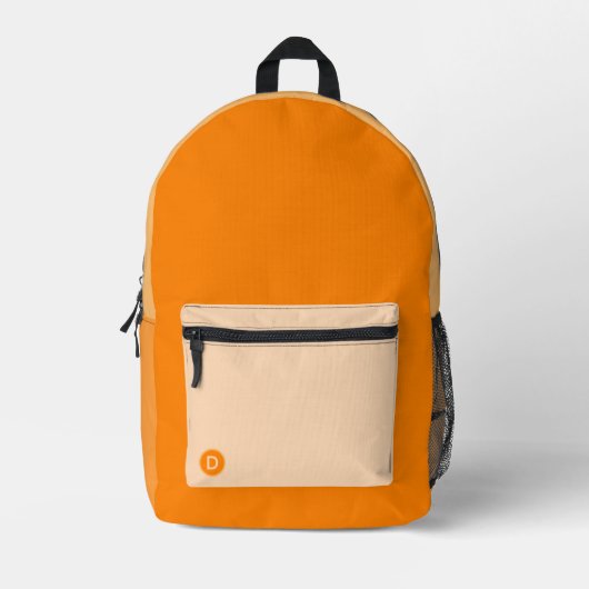 Benutzerdefinierter Orange Anfangsname Niedlich St Bedruckter Rucksack (Vorderseite)