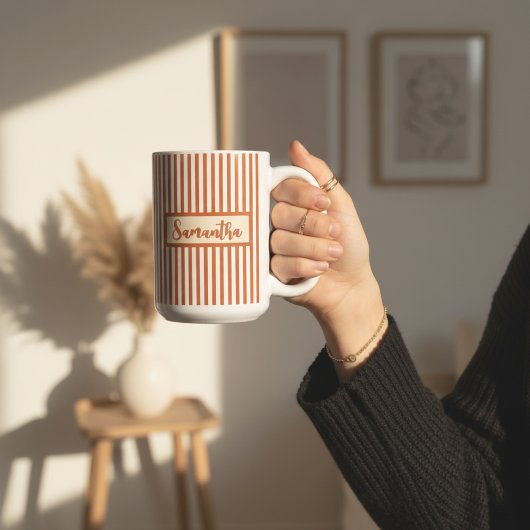 Benutzerdefinierter orange gestreifter Becher als Kaffeetasse