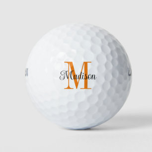 Benutzerdefinierter orangefarbener Anfangsname Golfball