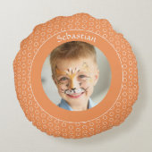 Benutzerdefinierter orangefarbener Foto Rundes Kissen (Rückseite)