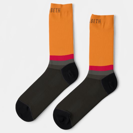 Benutzerdefinierter orangefarbener rosafarbener Fa Socken (Linkes Detail)