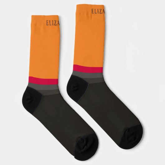Benutzerdefinierter orangefarbener rosafarbener Fa Socken (Rechts)
