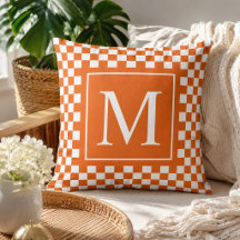 Benutzerdefinierter orangener karierter Monogramm-